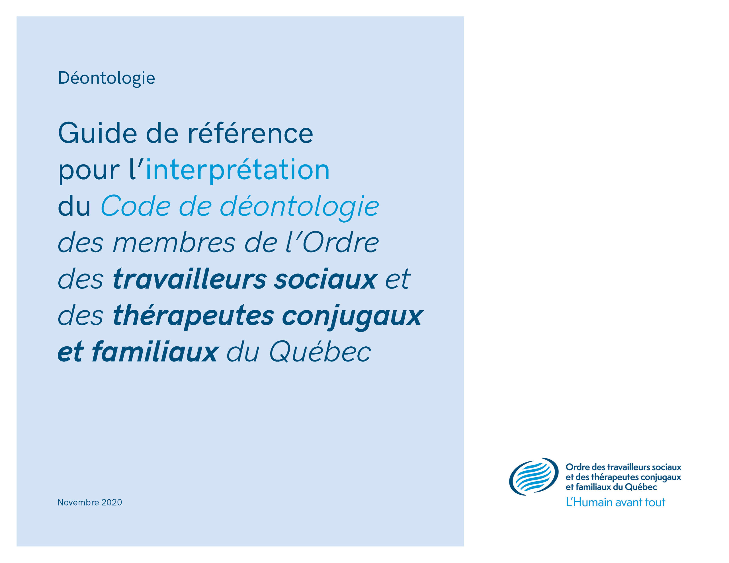 Guide de reference pour l interpretation du Code de deontologie Page 01 scaled